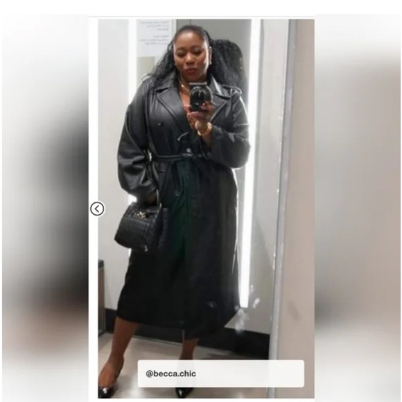 NWT Women's Faux Leather Trench Coat - A New Day™ Black size Small - Picture 6 of 9